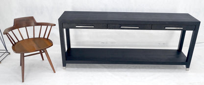 Black Lacquer 3 Drawers Shagreen Skin 6' Long Console Sofa Table MINT!
