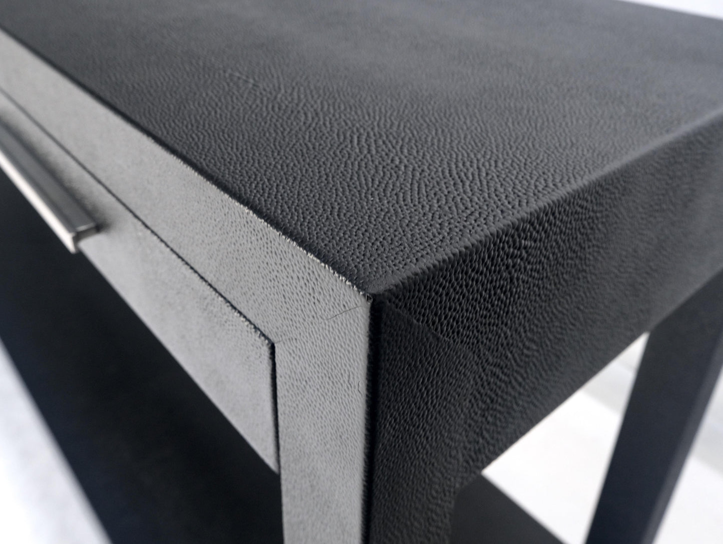 Black Lacquer 3 Drawers Shagreen Skin 6' Long Console Sofa Table MINT!