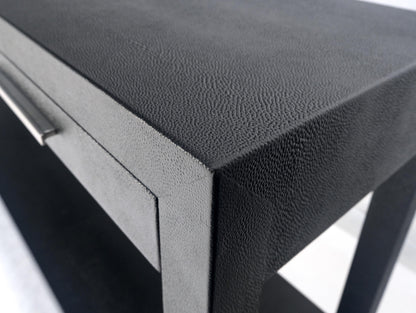 Black Lacquer 3 Drawers Shagreen Skin 6' Long Console Sofa Table MINT!
