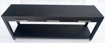 Black Lacquer 3 Drawers Shagreen Skin 6' Long Console Sofa Table MINT!