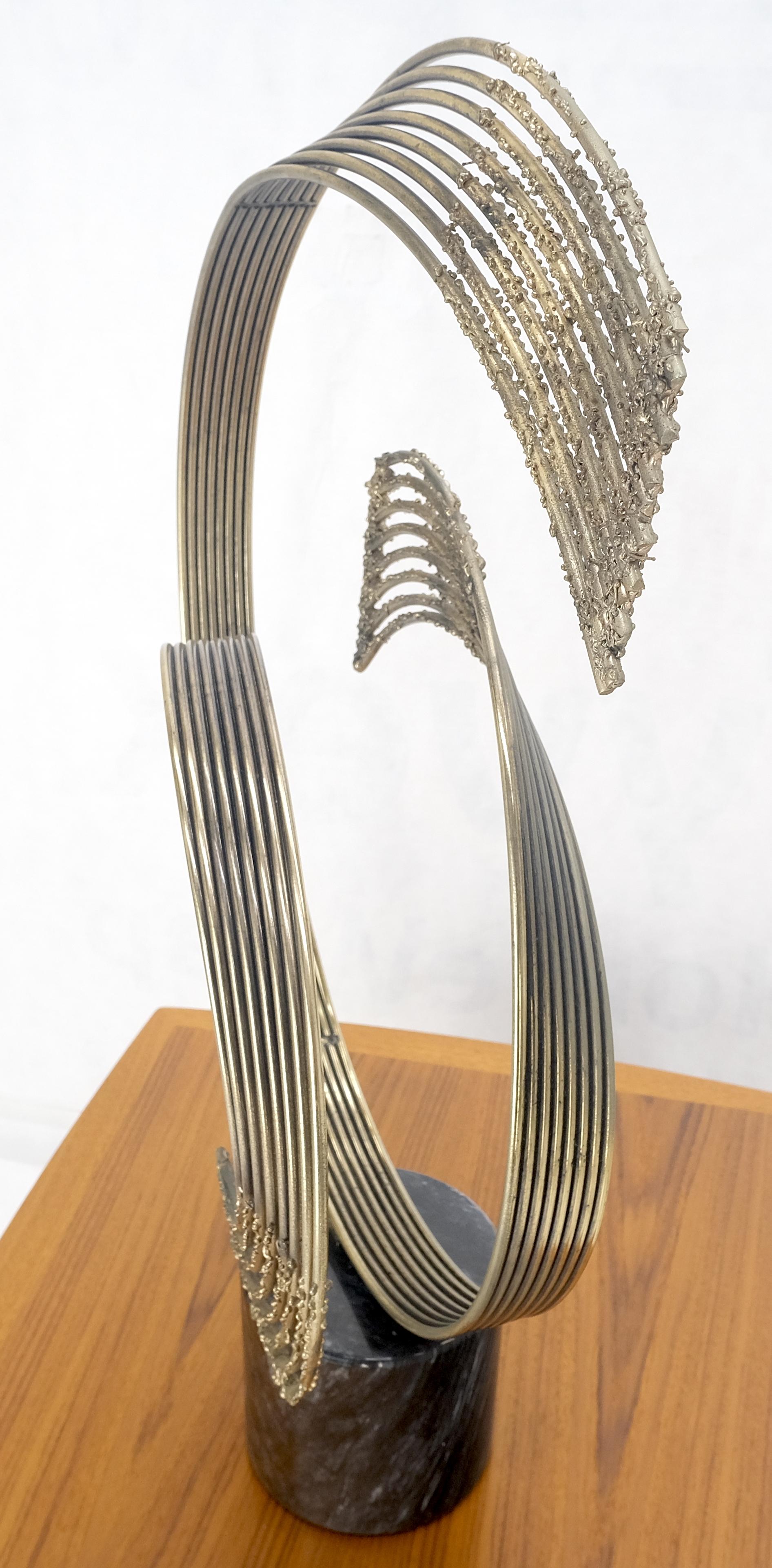 EstablishedLines Black Marble Cylinder Base Abstract Circular Movement Wire Sculpture Curtis Jere