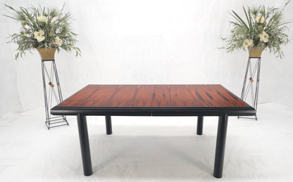 EstablishedLines Rosewood Top Black Lacquer Base Massive Cylinder Shape Legs Dining Table MINT!