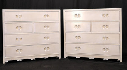 EstablishedLines Pair of Bleached 5 Drawers Bachelor Chests by Baker