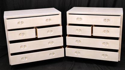 EstablishedLines Pair of Bleached 5 Drawers Bachelor Chests by Baker