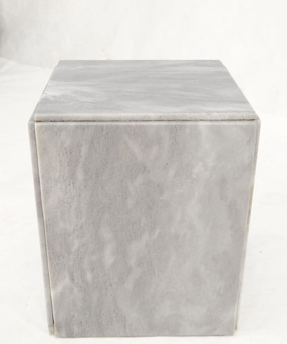 EstablishedLines Mid-Century Modern Cube Shape Italian Carrara Marble Pedestal 18" Tall End Table