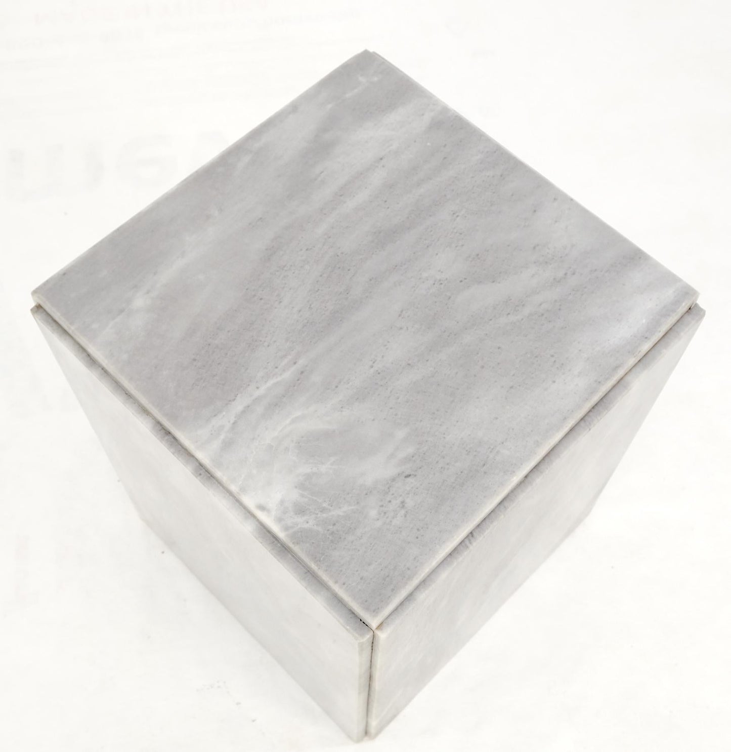 EstablishedLines Mid-Century Modern Cube Shape Italian Carrara Marble Pedestal 18" Tall End Table