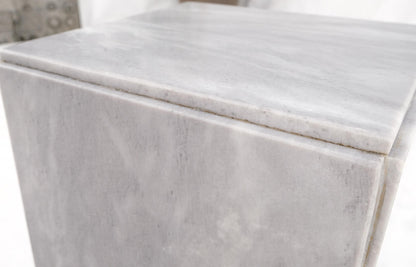 EstablishedLines Mid-Century Modern Cube Shape Italian Carrara Marble Pedestal 18" Tall End Table
