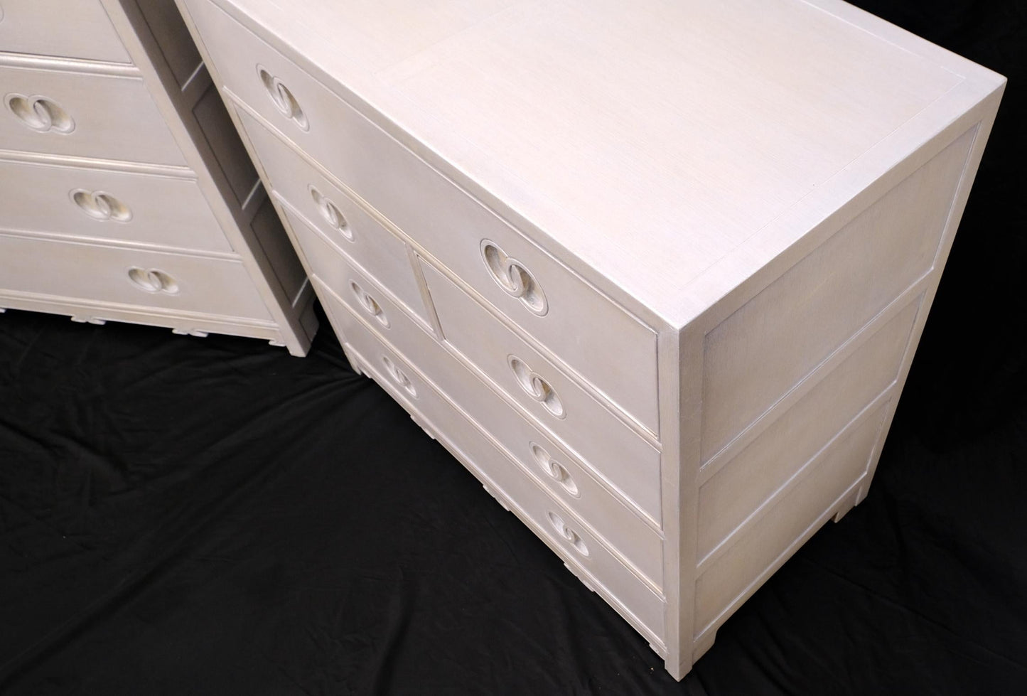 EstablishedLines Pair of Bleached 5 Drawers Bachelor Chests by Baker
