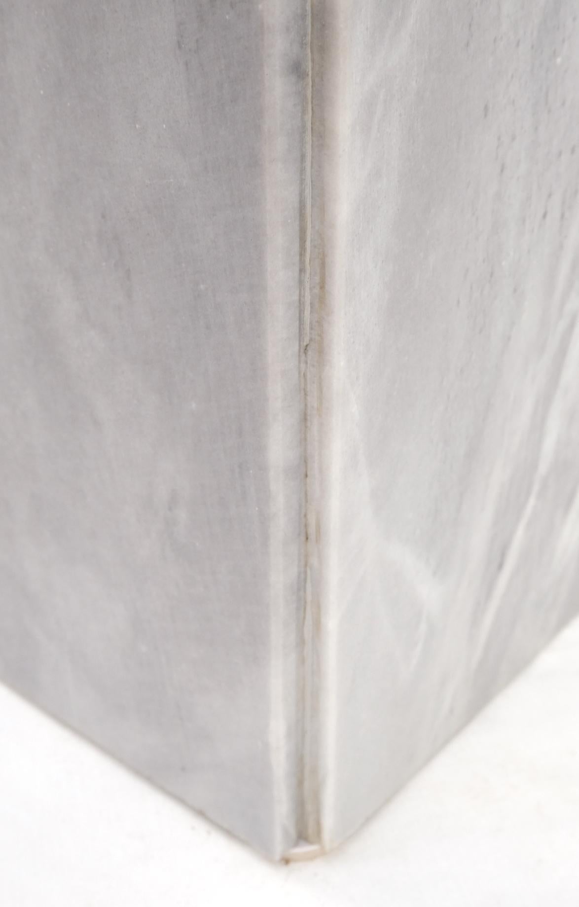 EstablishedLines Mid-Century Modern Cube Shape Italian Carrara Marble Pedestal 18" Tall End Table