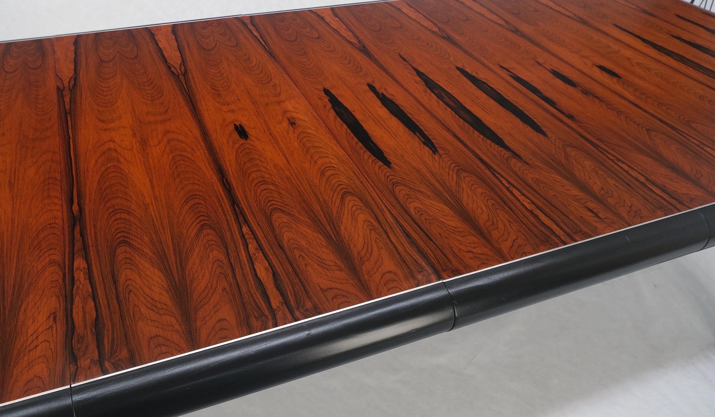 EstablishedLines Rosewood Top Black Lacquer Base Massive Cylinder Shape Legs Dining Table MINT!