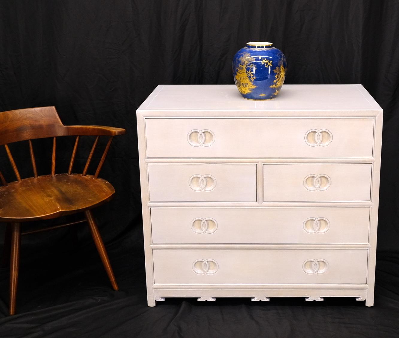 EstablishedLines Pair of Bleached 5 Drawers Bachelor Chests by Baker