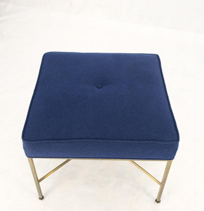 EstablishedLines McCobb Square Brass Square Base New Navy Blue Upholstery Bench Stool