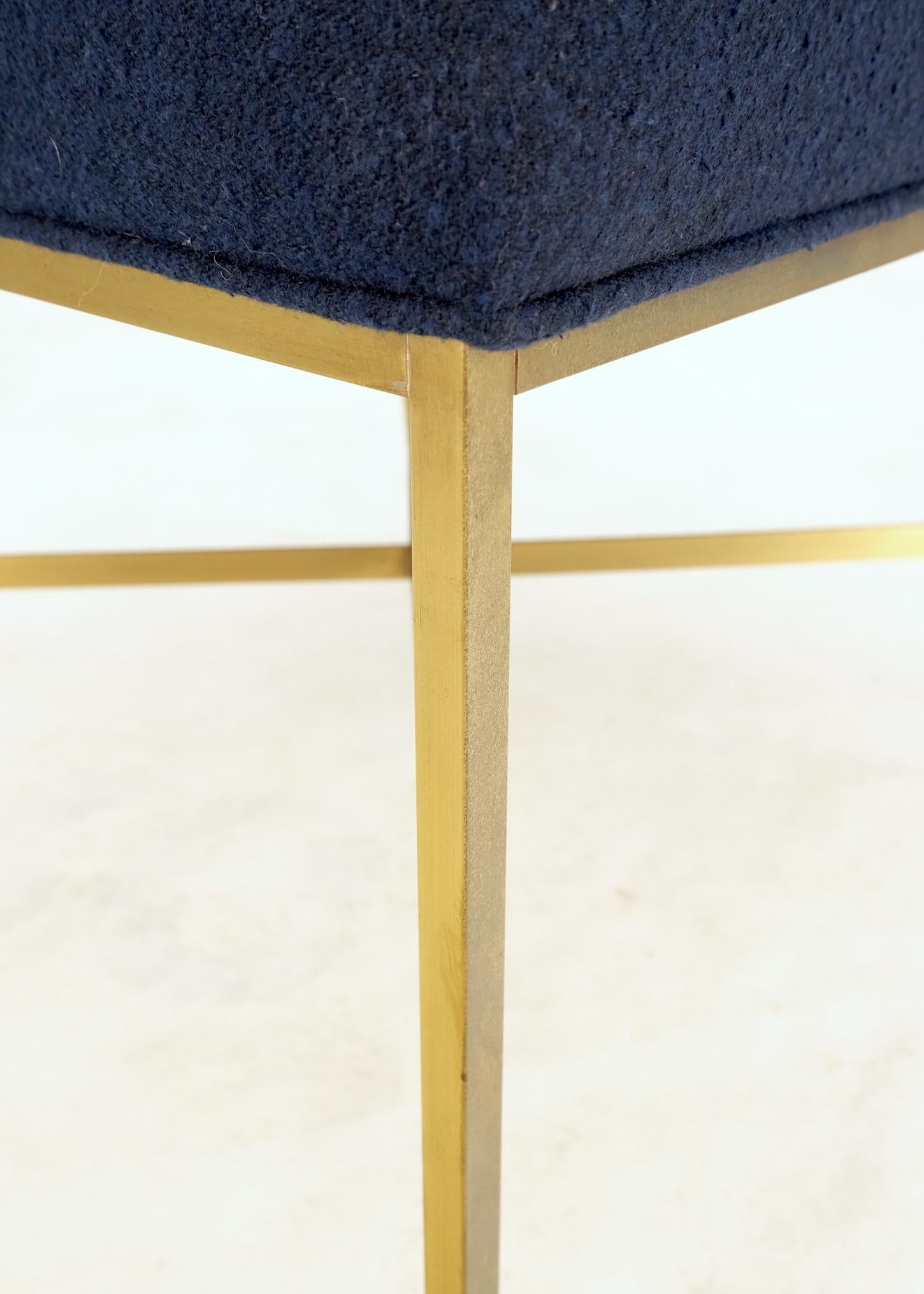 EstablishedLines McCobb Square Brass Square Base New Navy Blue Upholstery Bench Stool