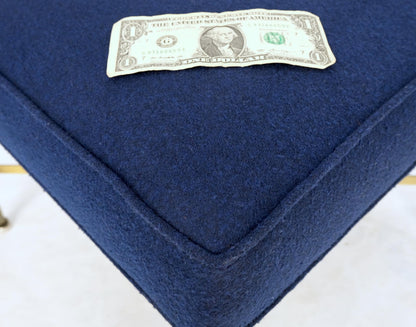 EstablishedLines McCobb Square Brass Square Base New Navy Blue Upholstery Bench Stool