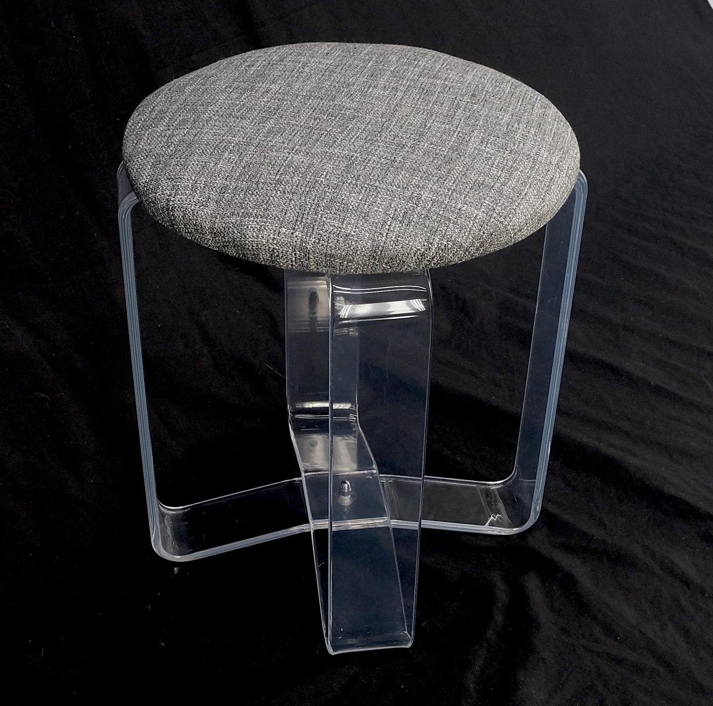 EstablishedLines Bent Lucite Basket Weave Upholstery Piano Stool Bench Mid Century Modern MINT!