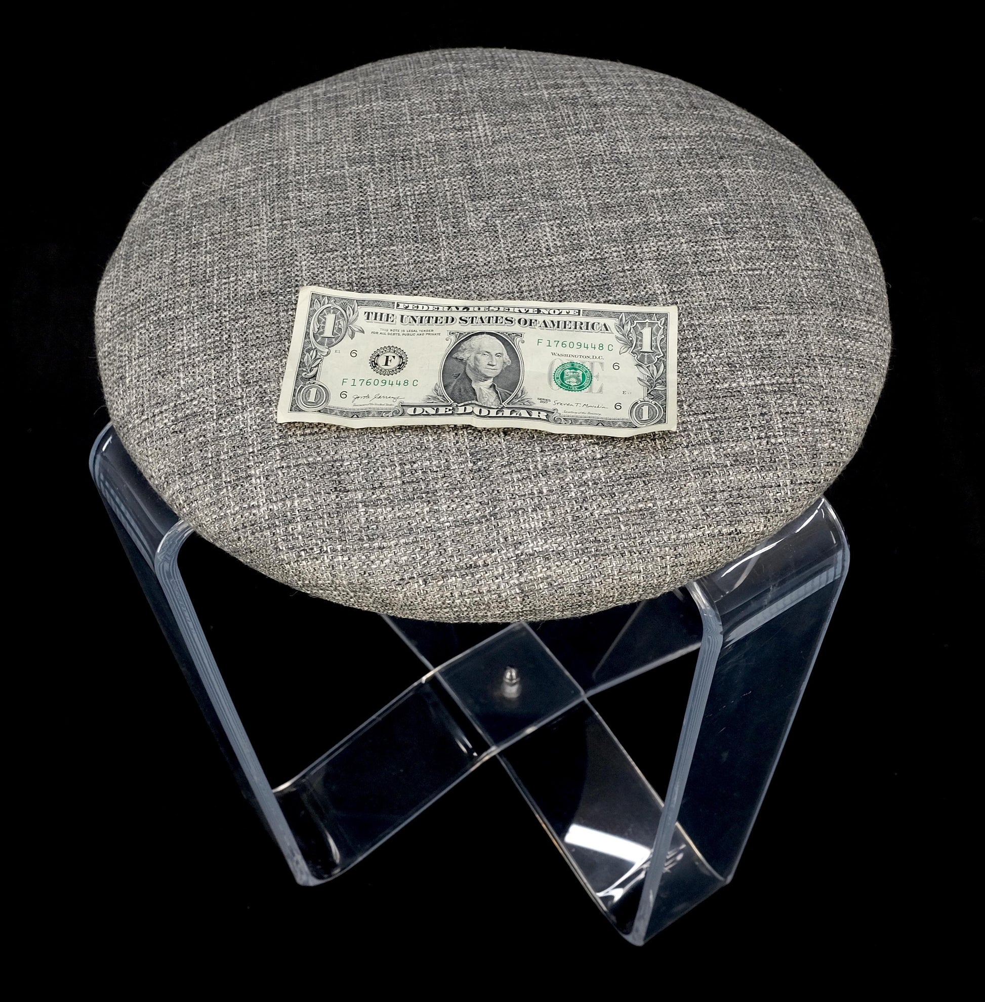 EstablishedLines Bent Lucite Basket Weave Upholstery Piano Stool Bench Mid Century Modern MINT!