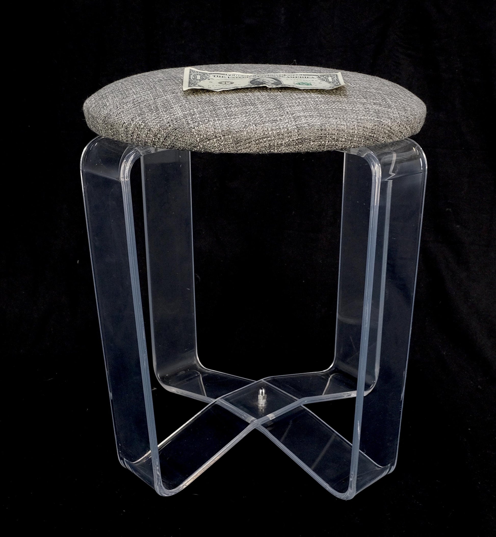 EstablishedLines Bent Lucite Basket Weave Upholstery Piano Stool Bench Mid Century Modern MINT!