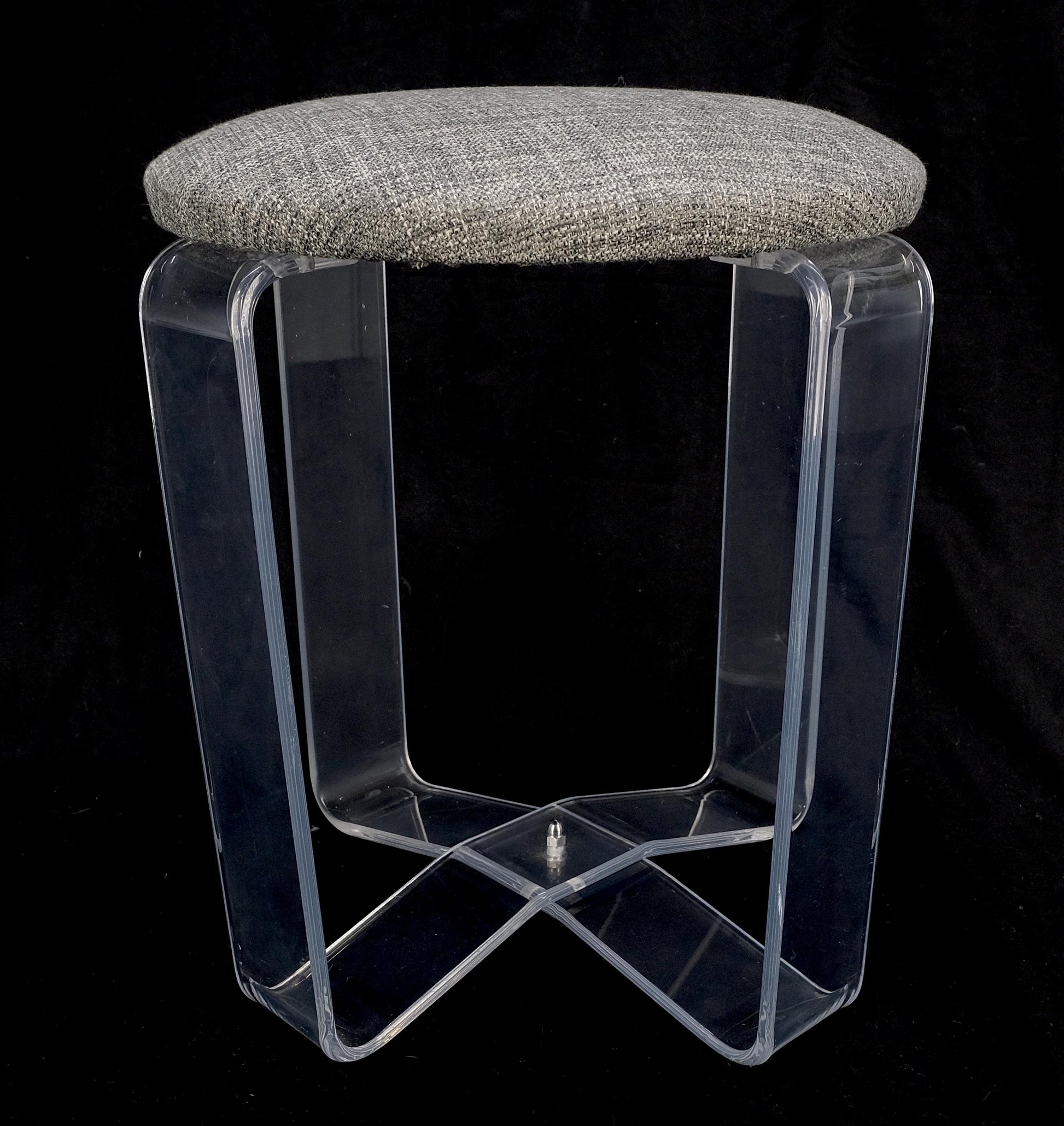 EstablishedLines Bent Lucite Basket Weave Upholstery Piano Stool Bench Mid Century Modern MINT!