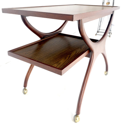EstablishedLines Rare Vladimir Kagan Solid Walnut Laminate Top Rolling Serving Tea Cart Bar MINT!
