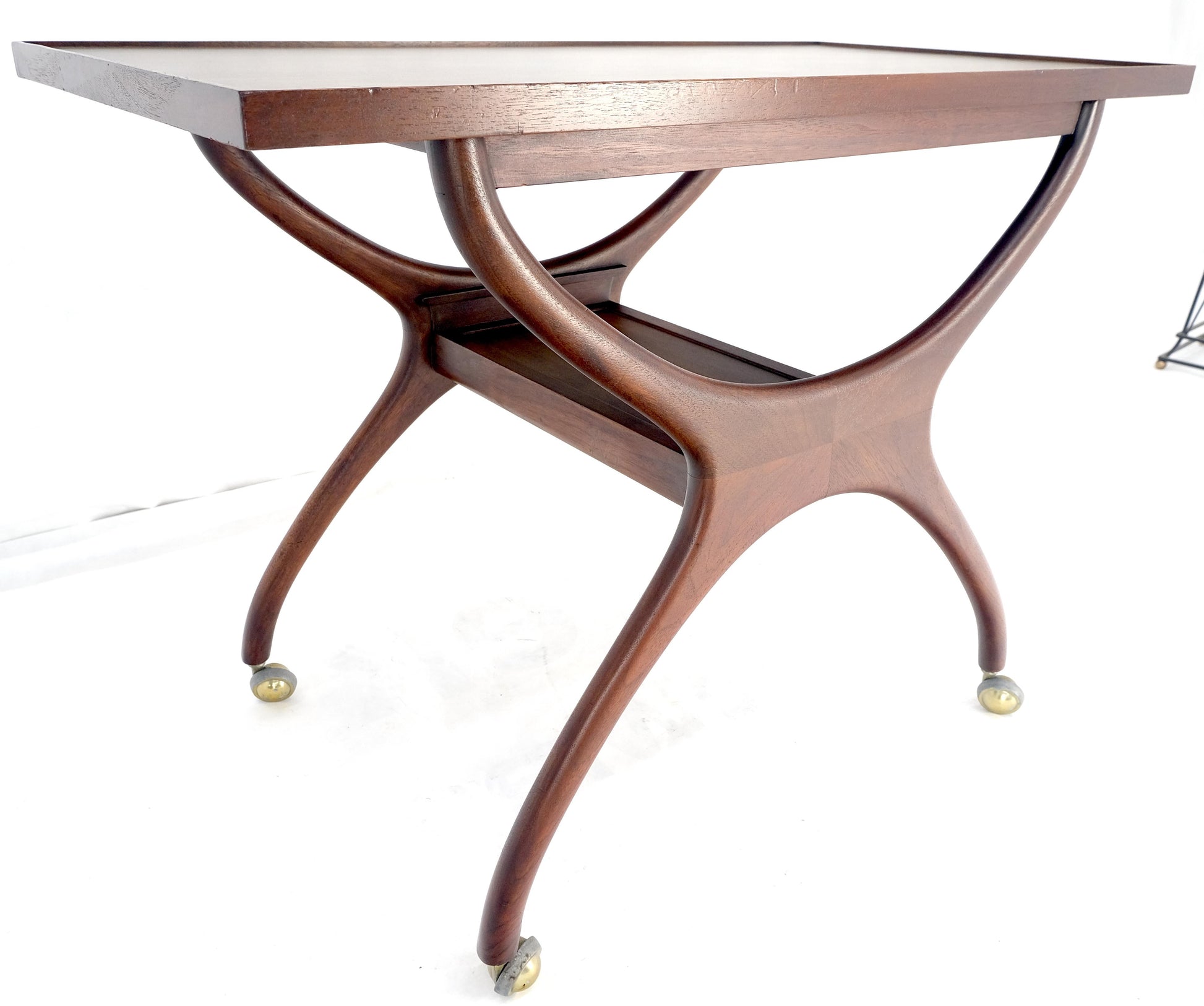 EstablishedLines Rare Vladimir Kagan Solid Walnut Laminate Top Rolling Serving Tea Cart Bar MINT!