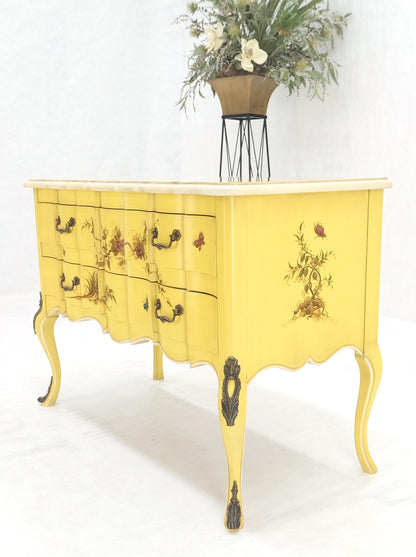 Lemon Yellow White Lacquer Bronze Mounts cabriole Style Leg Two Drawers Console