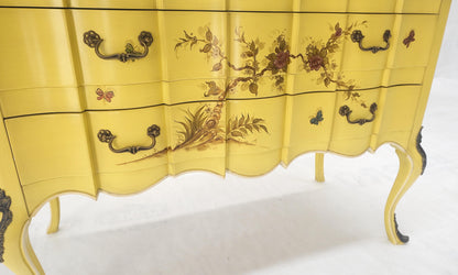 Lemon Yellow White Lacquer Bronze Mounts cabriole Style Leg Two Drawers Console