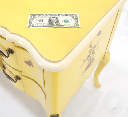 Lemon Yellow White Lacquer Bronze Mounts cabriole Style Leg Two Drawers Console