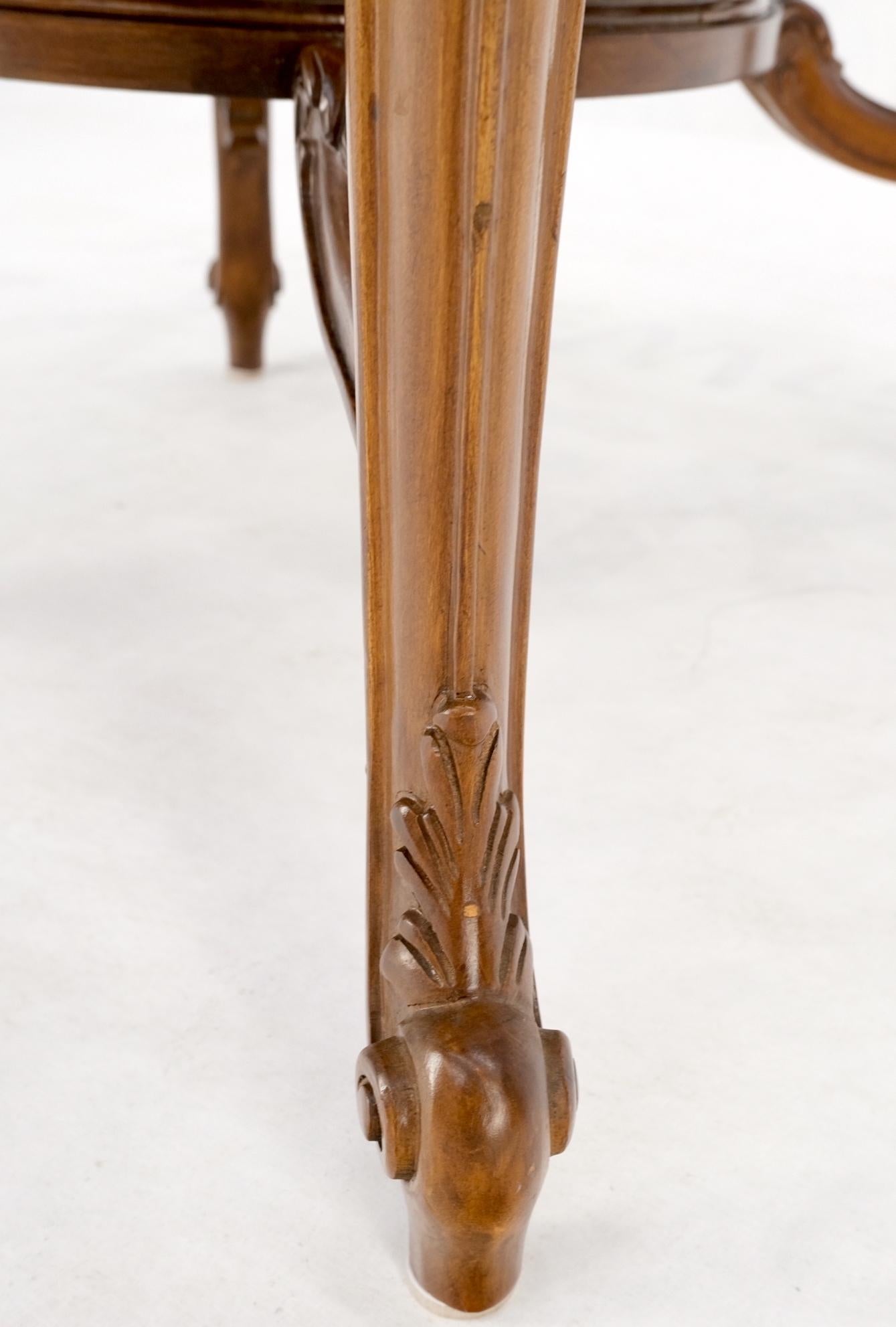 EstablishedLines Carved Walnut Rouge Marble Top Lamp Side Occasional Table Stand Pedestal