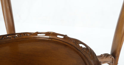 EstablishedLines Carved Walnut Rouge Marble Top Lamp Side Occasional Table Stand Pedestal