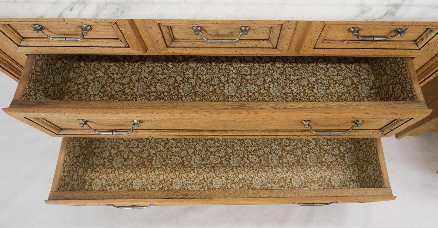 EstablishedLines Pair of Washed Oak White Marble Tops 5 Drawers Bachelor Chests Dressers MINT!