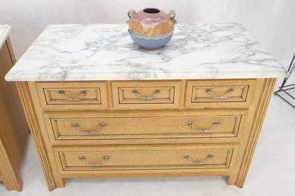 Pair of Washed Oak White Marble Tops 5 Drawers Bachelor Chests Dressers MINT!