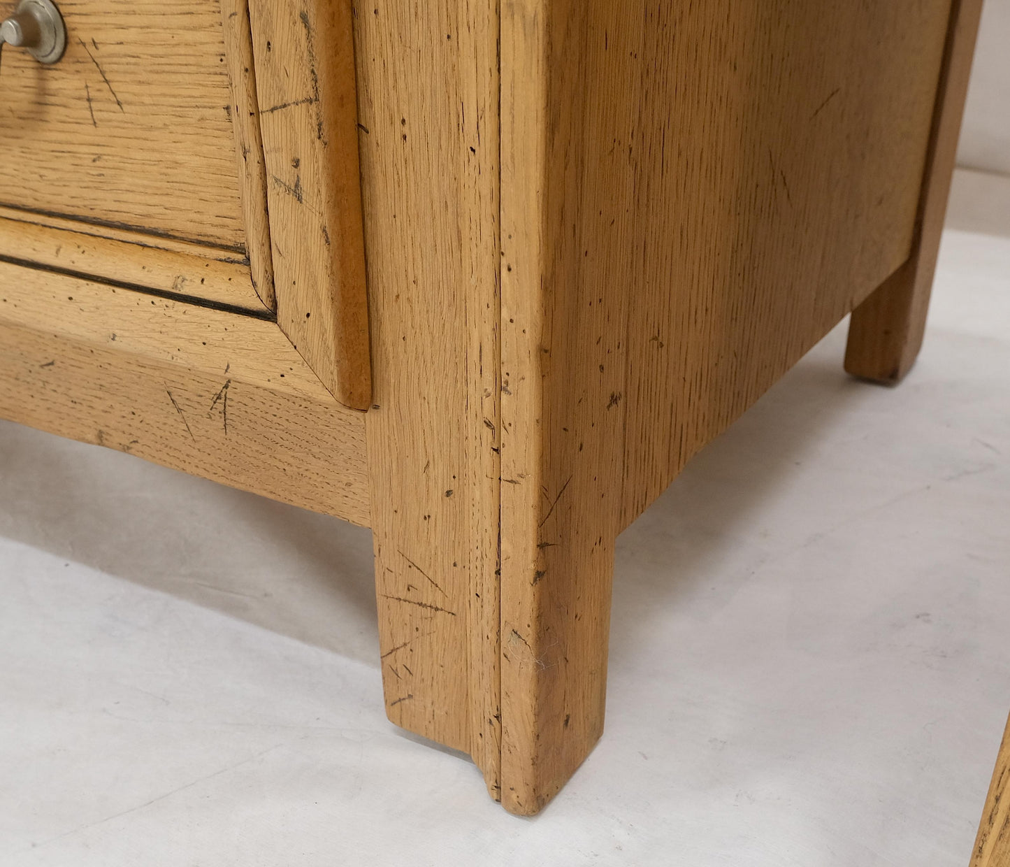 Pair of Washed Oak White Marble Tops 5 Drawers Bachelor Chests Dressers MINT!