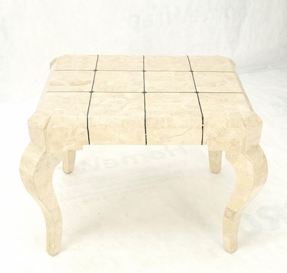 EstablishedLines Tessellated Stone Top Brass Inlay Cabriole Leg Side End Occasional Table MINT!