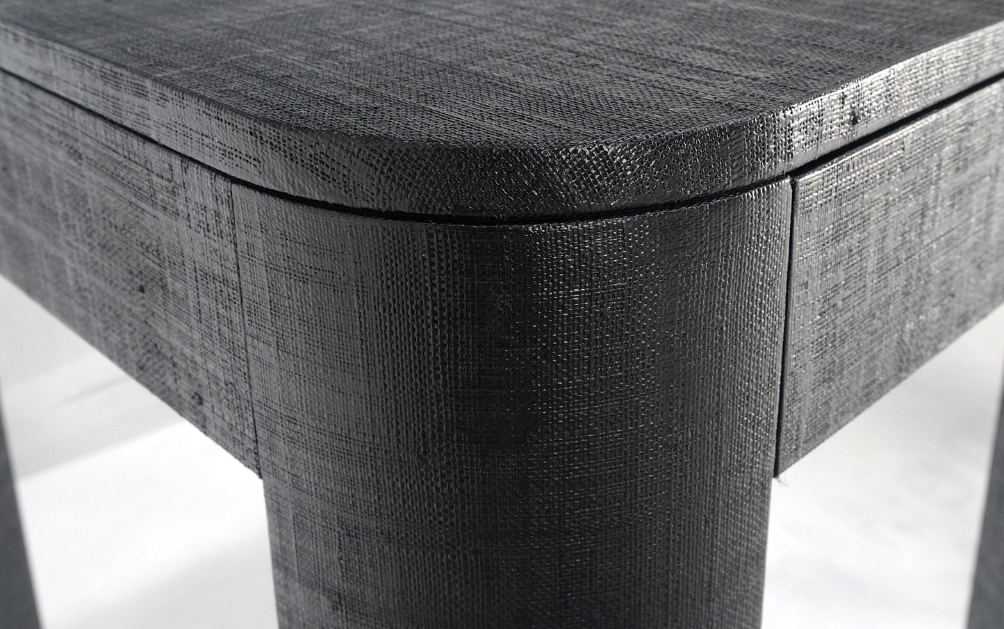 EstablishedLines Pair Black Lacquer Grass Cloth Wrapped One Drawer Night Stands End Tables MINT!