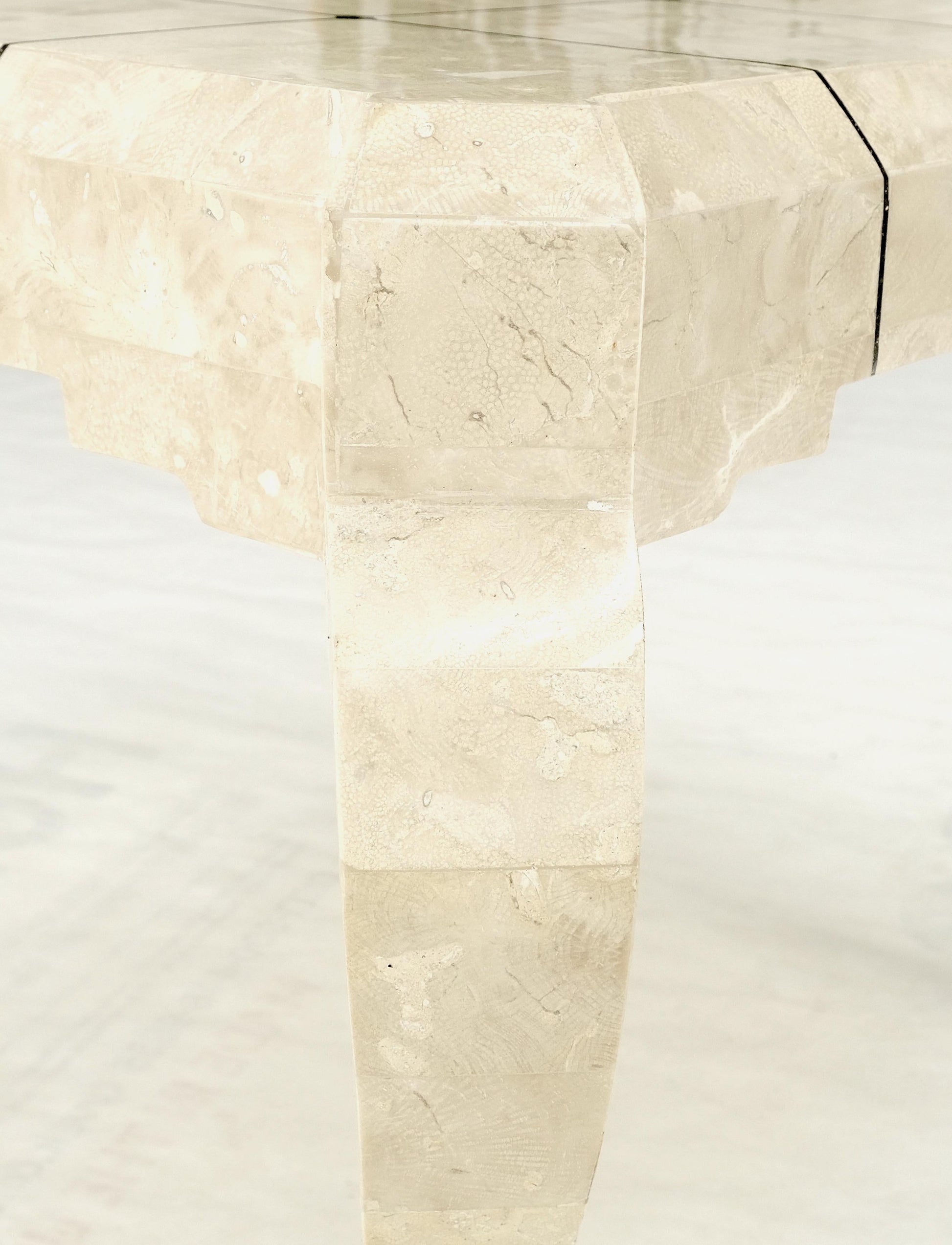 EstablishedLines Tessellated Stone Top Brass Inlay Cabriole Leg Side End Occasional Table MINT!
