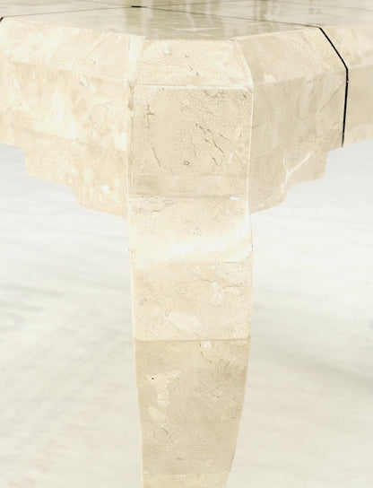 EstablishedLines Tessellated Stone Top Brass Inlay Cabriole Leg Side End Occasional Table MINT!