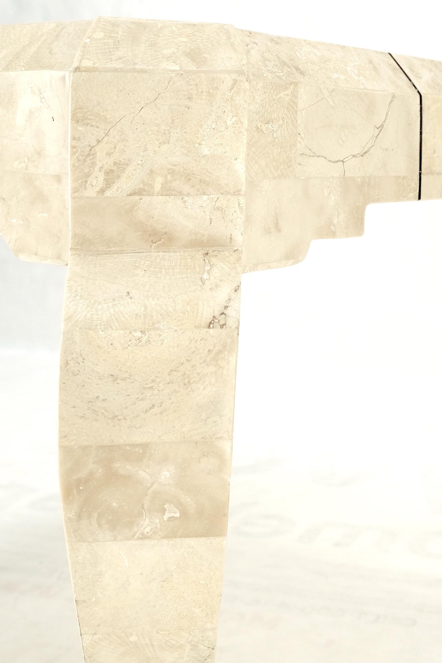 EstablishedLines Tessellated Stone Top Brass Inlay Cabriole Leg Side End Occasional Table MINT!