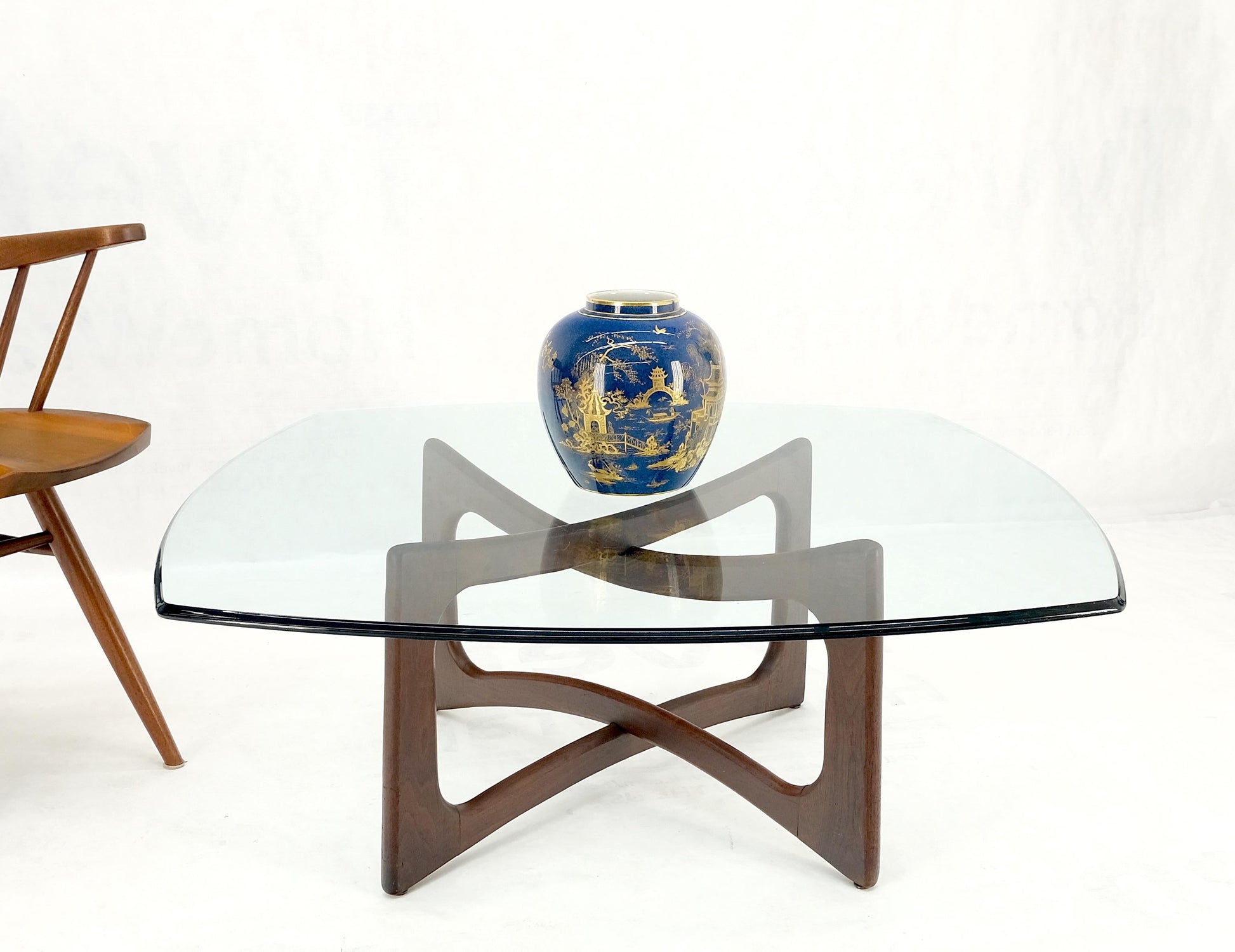 EstablishedLines Danish Mid Century Adrian Pearsall Oiled Walnut Rounded Square Coffee Table MINT