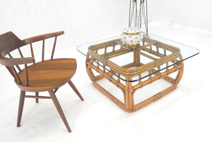 Ficks Reed Bamboo & Reed Square Glass Top Coffee Table c.1970s Mint!