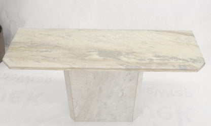 White & Grey Carrara Marble Single Pedestal Console Sofa Table