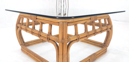 Ficks Reed Bamboo & Reed Square Glass Top Coffee Table c.1970s Mint!