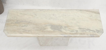 White & Grey Carrara Marble Single Pedestal Console Sofa Table