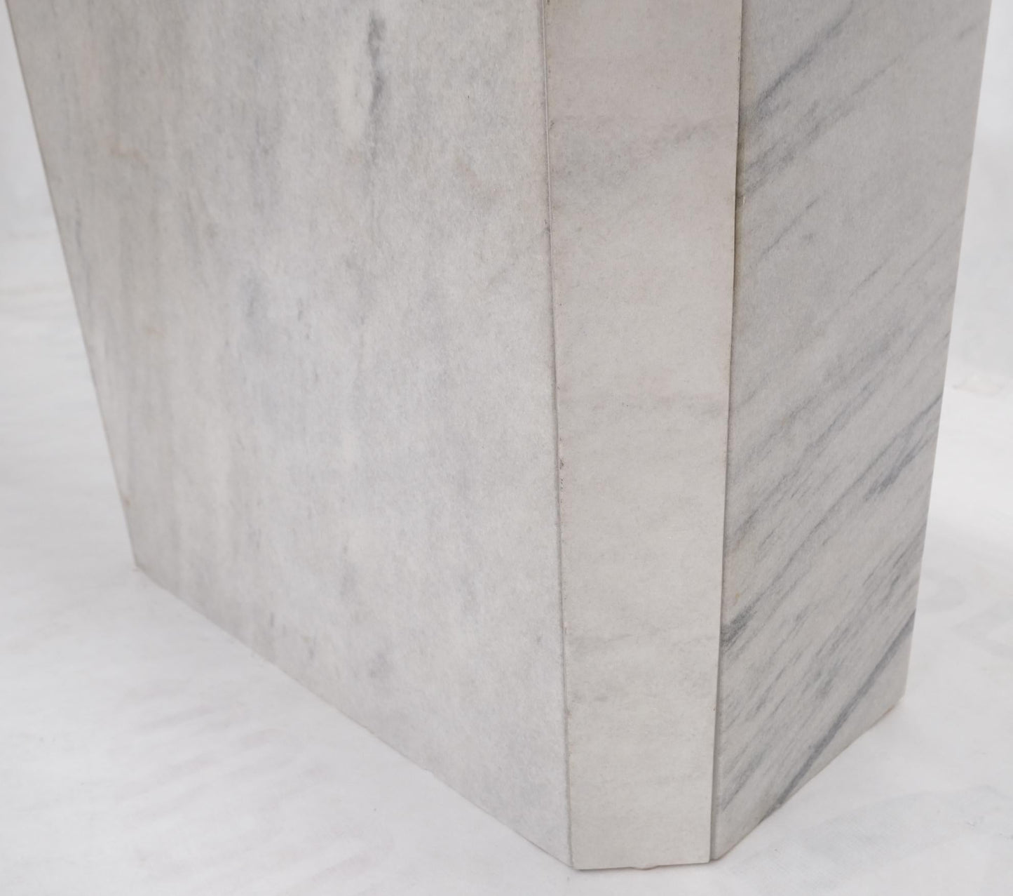 White & Grey Carrara Marble Single Pedestal Console Sofa Table