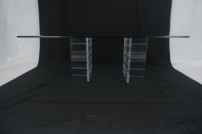 EstablishedLines Thick Polished Lucite Double Base 3/4" Thick Rectangle Glass Top Dining Table
