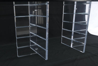 EstablishedLines Thick Polished Lucite Double Base 3/4" Thick Rectangle Glass Top Dining Table