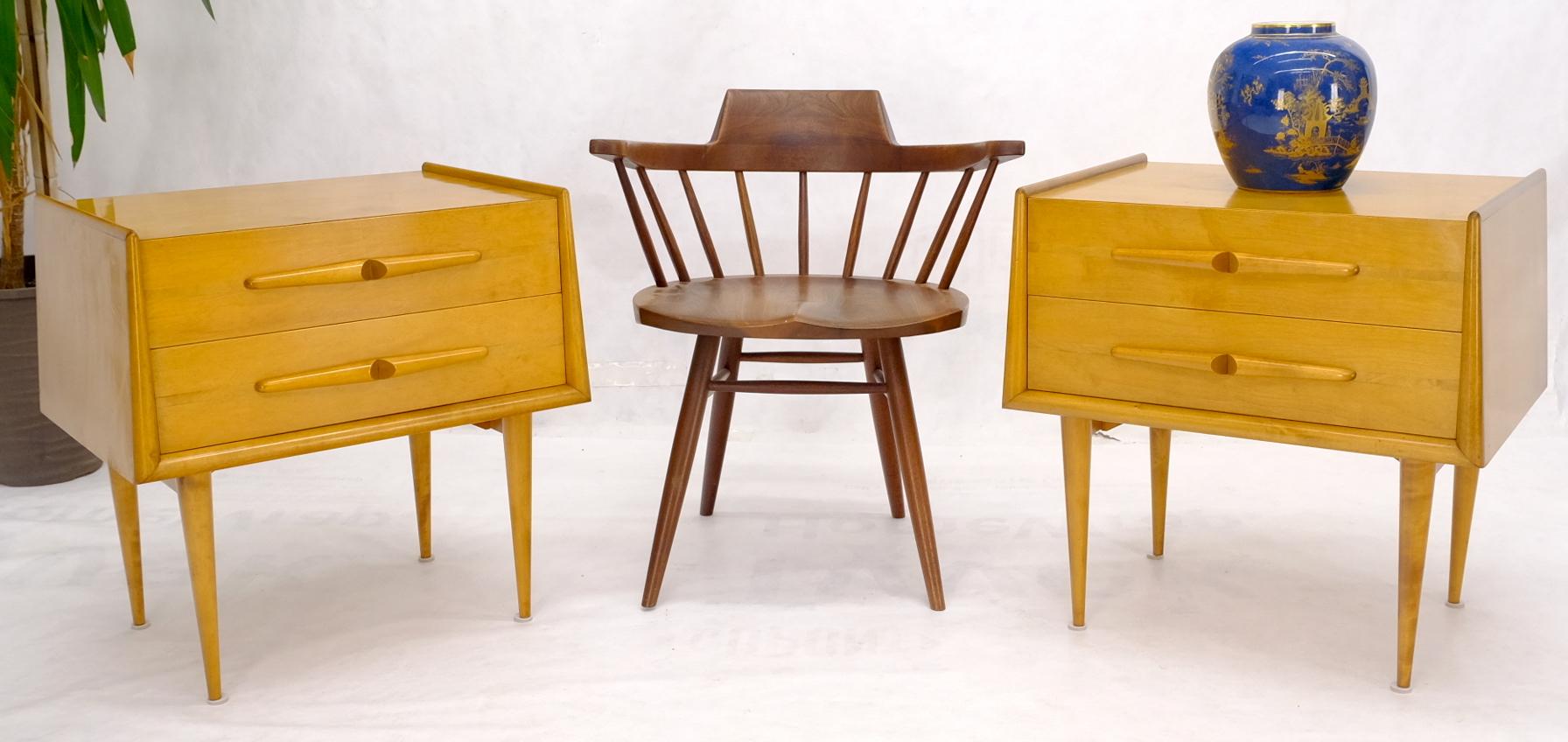 EstablishedLines Pair of Honey Amber Lacquer Edmond Spence Two Drawer Nightstands End Tables