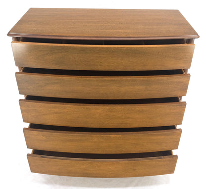 Sculptured Legs American Light Walnut 5 Drawers Bow Front High Boy Dresser MINT!