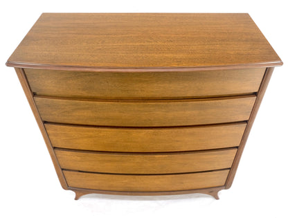 Sculptured Legs American Light Walnut 5 Drawers Bow Front High Boy Dresser MINT!