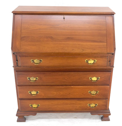 EstablishedLines American Solid Cherry 4 Drawers Drop Front Secretary Desk Solid Brass Pulls MINT