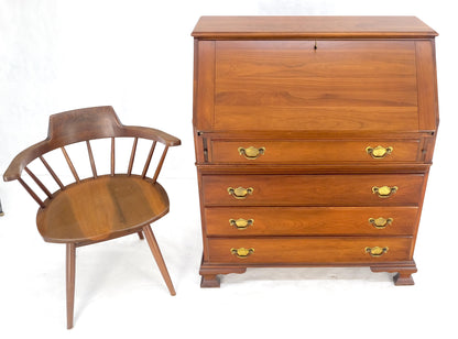 EstablishedLines American Solid Cherry 4 Drawers Drop Front Secretary Desk Solid Brass Pulls MINT